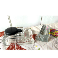 Load image into Gallery viewer, Antique Victor glass inkwell and pen rest three pieces