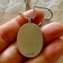 Load image into Gallery viewer, Vintage mcm pewter necklace flower pendant