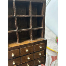 Load image into Gallery viewer, Vintage dollhouse hutch bookcase with drawers 7"