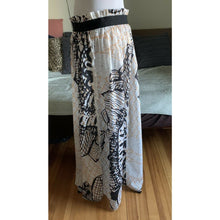 Load image into Gallery viewer, Vintage long maxi wrap skirt cover up size M/L geometric semi sheer elastic waist