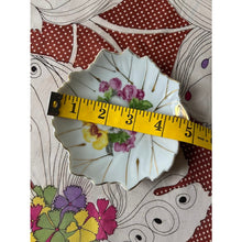 Load image into Gallery viewer, Vintage floral leaf plates 5" hand painted gold leaf set of 3