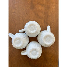 Load image into Gallery viewer, McKee diamond pressed milk glass tea cups mugs mid century punch set of 4
