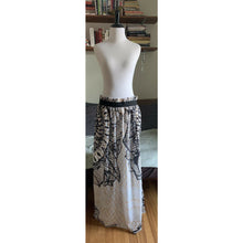 Load image into Gallery viewer, Vintage long maxi wrap skirt cover up size M/L geometric semi sheer elastic waist
