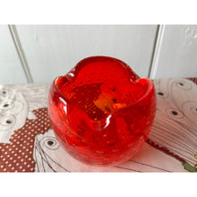 Load image into Gallery viewer, Vintage blown glass bowl ashtray red controlled bubbles