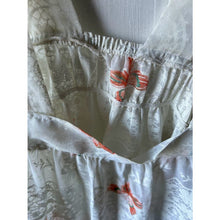 Load image into Gallery viewer, Vintage 70s sundress homemade flowers and butterfly print size small sheer