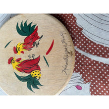 Load image into Gallery viewer, Vintage wood hamburger press painted roosters