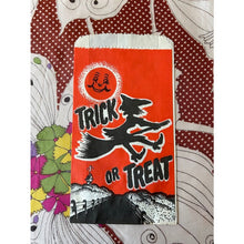 Load image into Gallery viewer, Vintage Halloween grab bags spooky witch on broom trick or treat