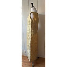 Load image into Gallery viewer, Vintage 60s gold floral brocade cocktail dress handmade 2 piece