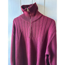 Load image into Gallery viewer, Vintage 60s Seaton turtleneck sweater men size large maroon zip henley