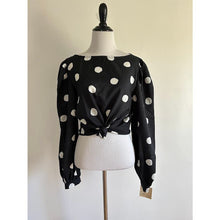 Load image into Gallery viewer, Vintage 80s secretary top size 14 polka dots new old stock puff sleeve
