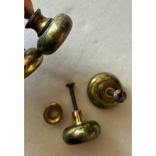 Load image into Gallery viewer, 4 heavy solid brass round drawer knob pulls salvage architectural restoration hardware