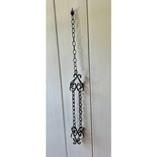 Load image into Gallery viewer, Vintage black wrought iron metal chain scroll plant hanger 42"