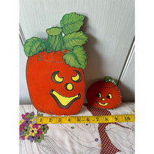 Load image into Gallery viewer, Vintage Halloween die cut pumpkin jacko lantern set of 2 imperfect