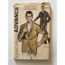 Load image into Gallery viewer, Vintage Advance pattern # 9954 mens jacket 1960s sewing pattern uncut chest 38