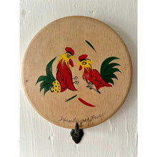 Load image into Gallery viewer, Vintage wood hamburger press painted roosters