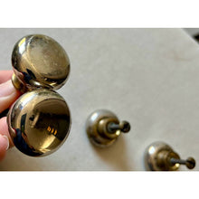 Load image into Gallery viewer, 4 heavy solid brass round drawer knob pulls salvage architectural restoration hardware
