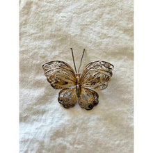 Load image into Gallery viewer, Vintage silver plate filigree butterfly brooch