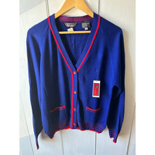 Load image into Gallery viewer, Blue vintage 60s cardigan V-neck sweater size 40/L pockets Eileen