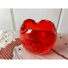 Load image into Gallery viewer, Vintage blown glass bowl ashtray red controlled bubbles