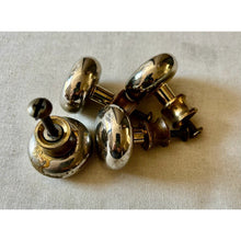 Load image into Gallery viewer, 4 heavy solid brass round drawer knob pulls salvage architectural restoration hardware