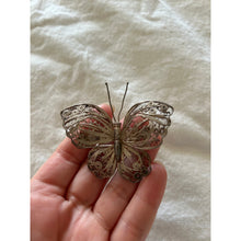 Load image into Gallery viewer, Vintage silver plate filigree butterfly brooch