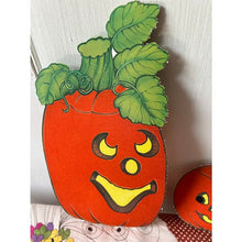 Load image into Gallery viewer, Vintage Halloween die cut pumpkin jacko lantern set of 2 imperfect