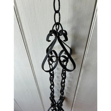 Load image into Gallery viewer, Vintage black wrought iron metal chain scroll plant hanger 42"