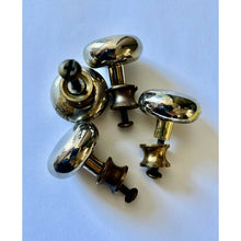 Load image into Gallery viewer, 4 heavy solid brass round drawer knob pulls salvage architectural restoration hardware