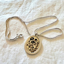 Load image into Gallery viewer, Vintage mcm pewter necklace flower pendant