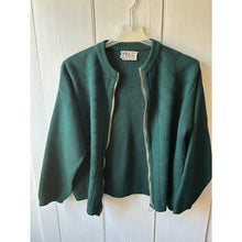 Load image into Gallery viewer, Vintage 60s Wagner cardigan sweater forest green full metal zip wool blend