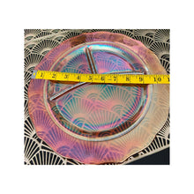 Load image into Gallery viewer, Vintage 1930s orange Vaseline carnival glass divided dinner plate 11” depression era