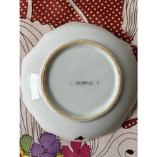 Load image into Gallery viewer, Vintage floral leaf plates 5" hand painted gold leaf set of 3