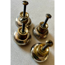 Load image into Gallery viewer, 4 heavy solid brass round drawer knob pulls salvage architectural restoration hardware