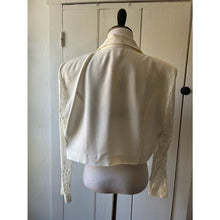 Load image into Gallery viewer, Vintage 90s dress and jacket set size 14 cream 1980s/90s shoulder pads suit lace