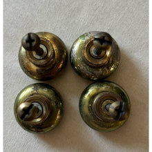 Load image into Gallery viewer, 4 heavy solid brass round drawer knob pulls salvage architectural restoration hardware