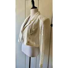 Load image into Gallery viewer, Vintage 90s dress and jacket set size 14 cream 1980s/90s shoulder pads suit lace