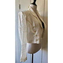 Load image into Gallery viewer, Vintage 90s dress and jacket set size 14 cream 1980s/90s shoulder pads suit lace