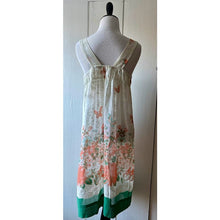 Load image into Gallery viewer, Vintage 70s sundress homemade flowers and butterfly print size small sheer