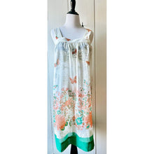 Load image into Gallery viewer, Vintage 70s sundress homemade flowers and butterfly print size small sheer