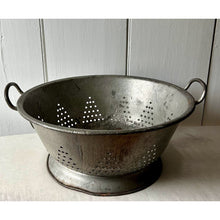Load image into Gallery viewer, Antique dairy strainer kitchen colander oversized with handles barn find