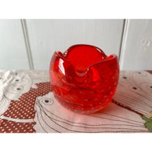 Load image into Gallery viewer, Vintage blown glass bowl ashtray red controlled bubbles