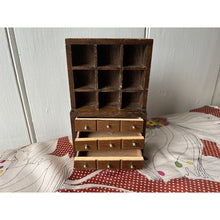 Load image into Gallery viewer, Vintage dollhouse hutch bookcase with drawers 7"