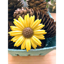 Load image into Gallery viewer, Vintage enamel daisy flower pin bright yellow 2" brooch