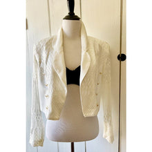 Load image into Gallery viewer, Vintage 90s dress and jacket set size 14 cream 1980s/90s shoulder pads suit lace