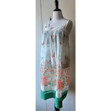 Load image into Gallery viewer, Vintage 70s sundress homemade flowers and butterfly print size small sheer