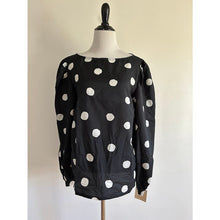 Load image into Gallery viewer, Vintage 80s secretary top size 14 polka dots new old stock puff sleeve