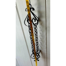 Load image into Gallery viewer, Vintage black wrought iron metal chain scroll plant hanger 42"