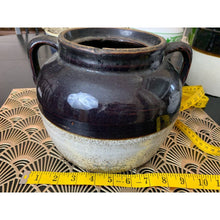 Load image into Gallery viewer, Antique baked bean pot crock with handles stoneware ceramic imperfect