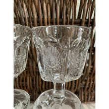 Load image into Gallery viewer, Antique Higbee cordial glasses stemmed EAPG thistle pattern set of 4