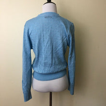 Load image into Gallery viewer, Vintage sweater size small/medium light blue lightweight Cuddle Knit eyelet
